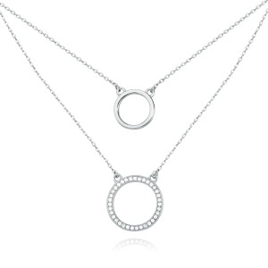 Colier argint cu dublu lantisor și cercuri DiAmanti Z1461N1R_W-DIA (Argint 925‰ 3,6 g.)